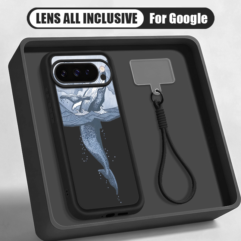 Google Pixel 8A - Etui z silikonu z nadrukiem wieloryba